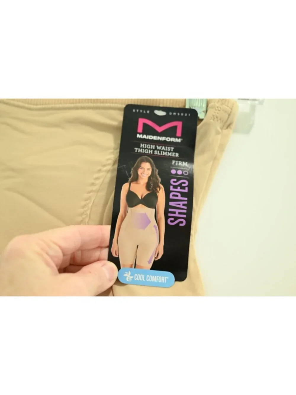 NWT Maidenform High Waist Firm Tummy Control Shapewear Shorts Sz L Beige DM5001